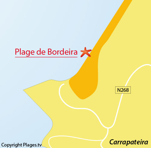 Carte de la plage de Bordeira à Carrapateira - Portugal